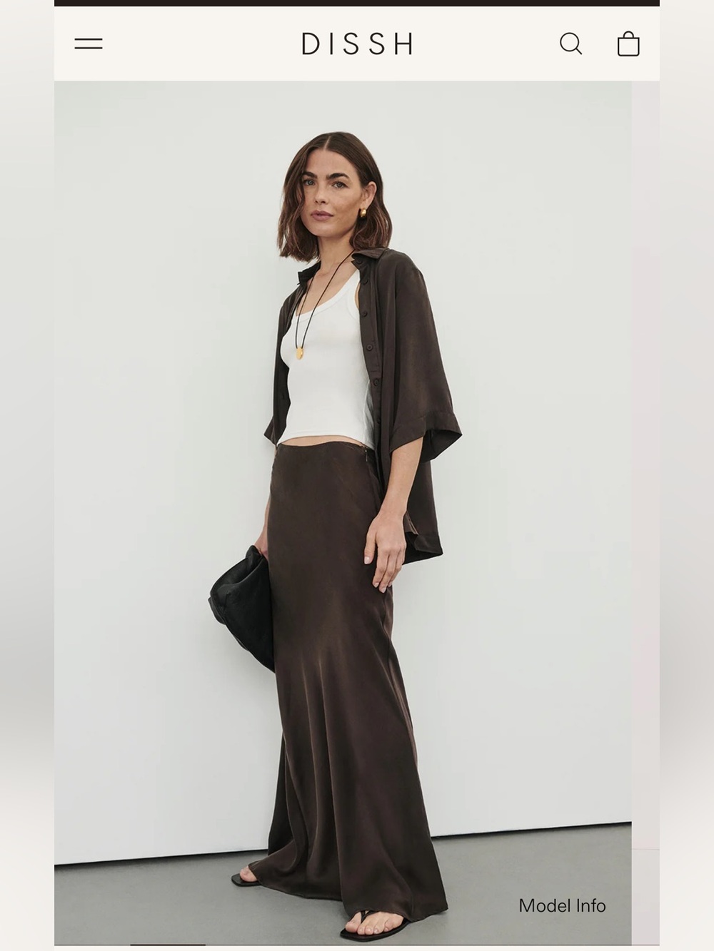 DISSH Colette Bitter Choc Silk Maxi Skirt - Picture 2 of 6